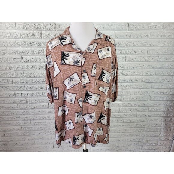 Pineapple Connection Men Shirt 4XB Big Short Sleeve Brown Floral FLO202E - Picture 1 of 7